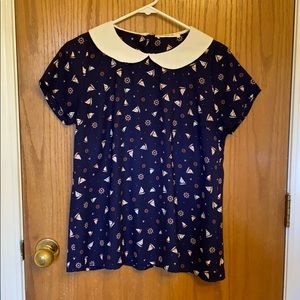 ModCloth Nautical Peter Pan collared top